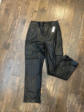 Express Black Faux Leather Pants with Belt Loops
